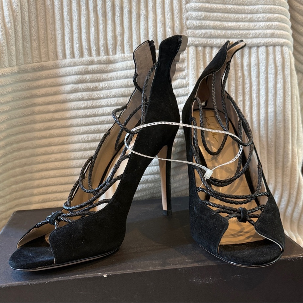 Nicole Miller Black Strappy Heels
